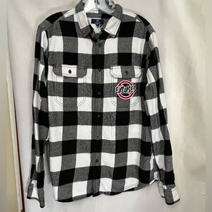 George Monochrome Black White Plaid Long-sleeve Flannel Shirt